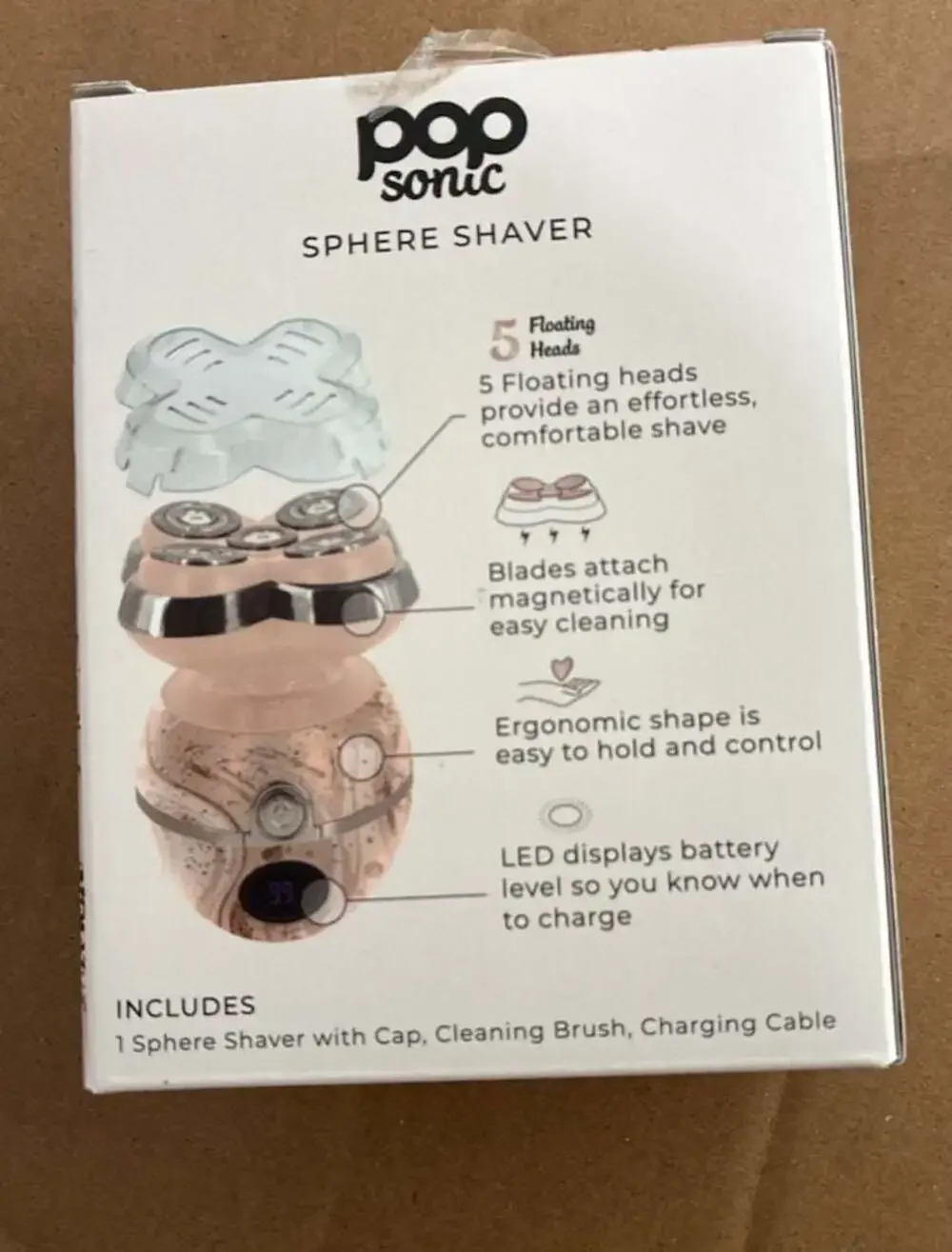 Pop Sonic Sphere Rechargeable Unisex 5-Head Shaver (Marble)